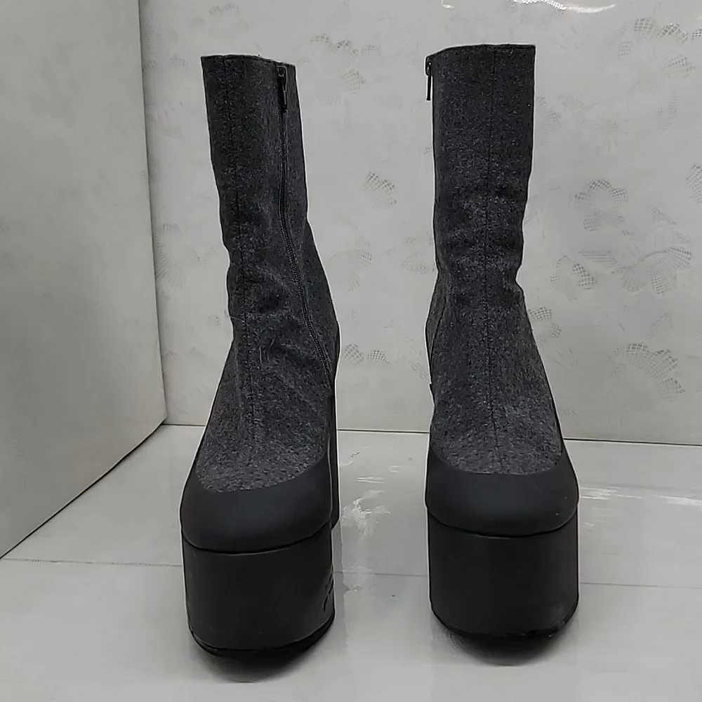 Dries Van Noten Wool Mid-calf Platform Boots Size 6.5